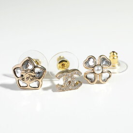 CHANEL シャネル ピアス ABG272 B21851 レディース 3点セット ココマーク CCマーク フラワー 花 クローバー ラインストーン パール スタッド U3434
