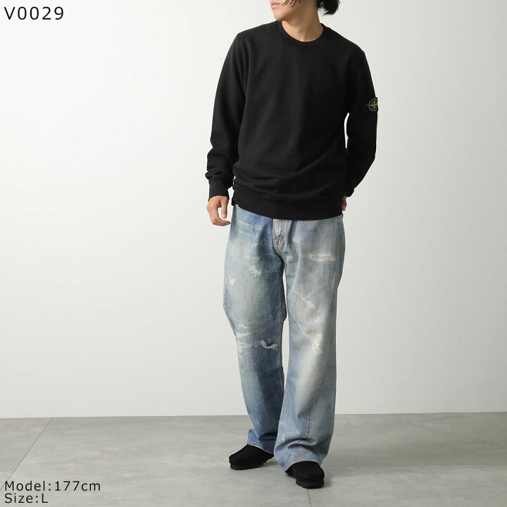 STONE ISLAND コットン クルーネック トレーナー チャコールグレー 