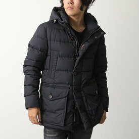 MOORER ムーレー ダウンジャケット FAGIO-KM メンズ ダウンコート フード付き ミディ丈 ロゴ BLU