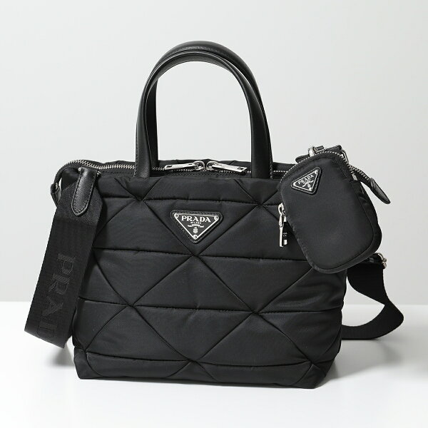 PRADA プラダ トートバッグ 1BG373 RDJN レディース パデッド ナイロン キルティング 三角ロゴ ショルダーバッグ ミニポーチ付 鞄 カラー2色