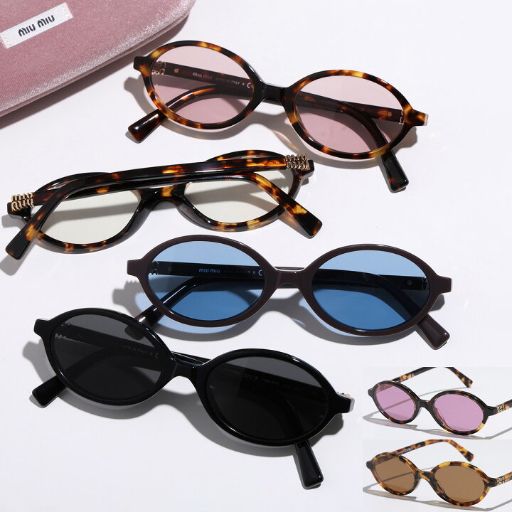 ミュウミュウ Miu Miu MIUMIU サングラス 0MU 04ZS オーバル セルフレーム VAU08N ブラウン クリア -靴 ファッション通販 自宅で試着 気軽に返品
