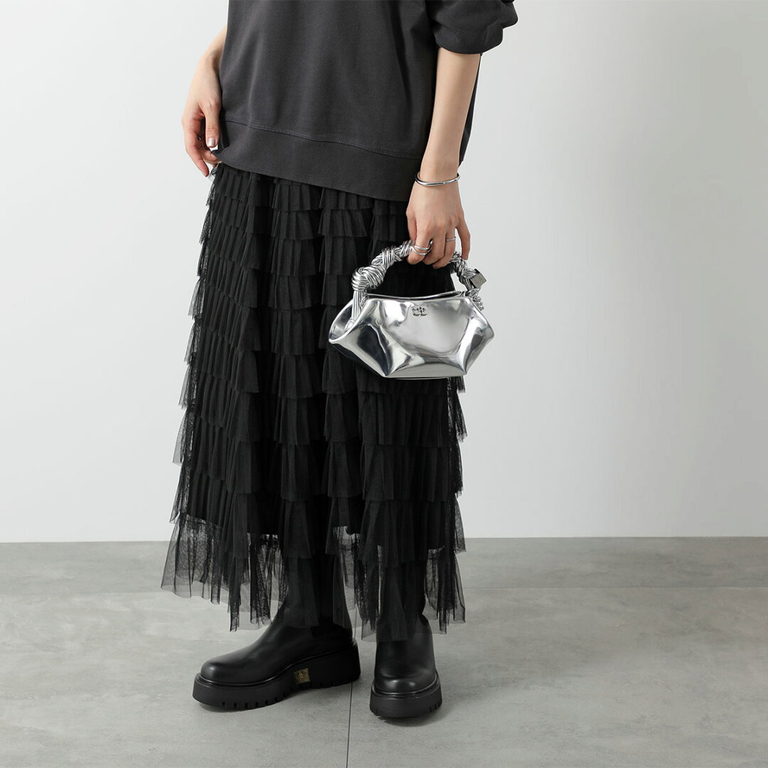 【15%OFFクーポン対象・6/19-18時~】GANNI ガニー ショルダーバッグ Bou Bag Mini Specchio A7309 5894 レディース ハンドバッグ ロゴ ミニバッグ 鞄 018/Silver【cp_fifte】 - メイン画像 5