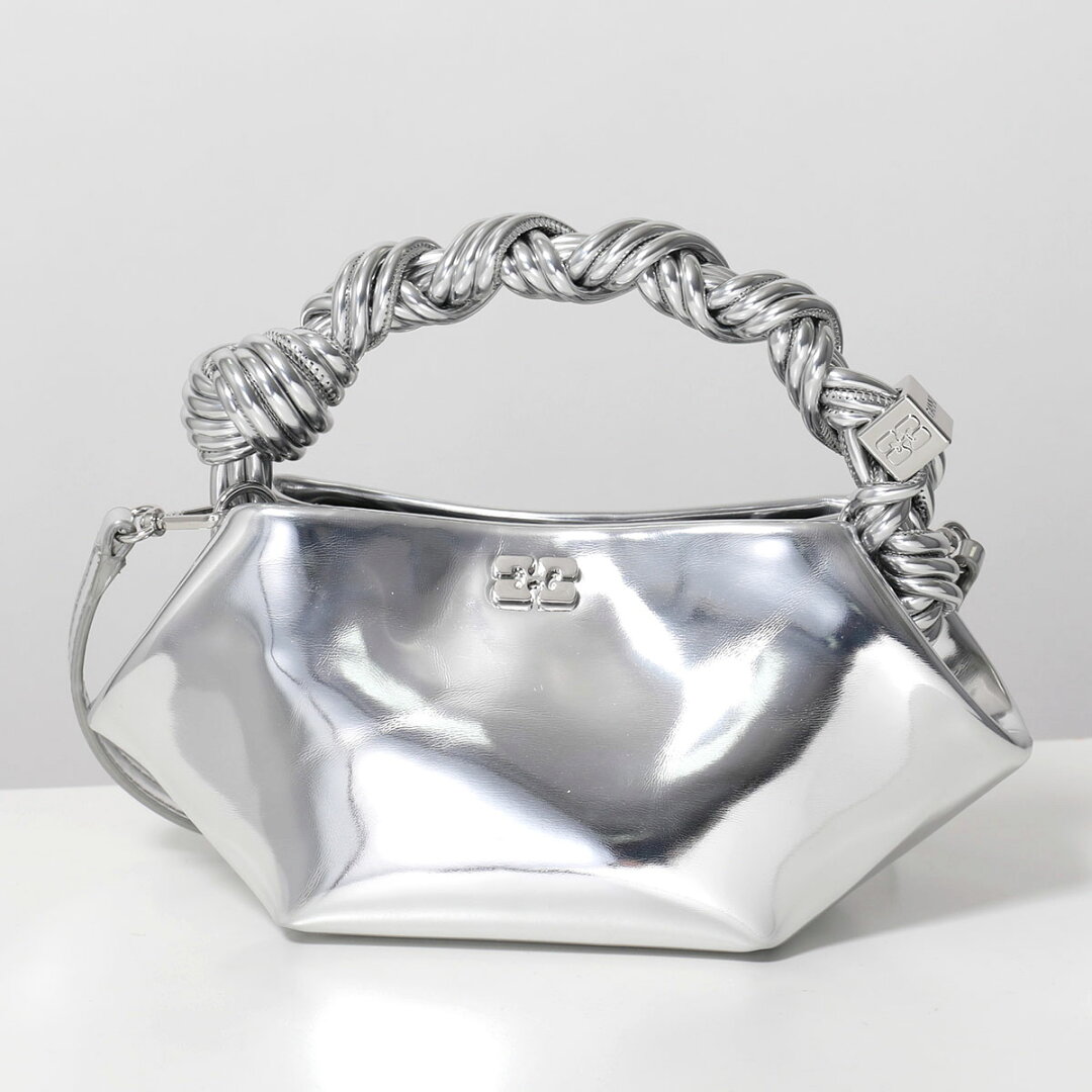 【15%OFFクーポン対象・6/19-18時~】GANNI ガニー ショルダーバッグ Bou Bag Mini Specchio A7309 5894 レディース ハンドバッグ ロゴ ミニバッグ 鞄 018/Silver【cp_fifte】 - メイン画像 6