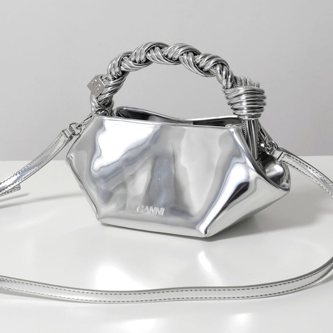 【15%OFFクーポン対象・6/19-18時~】GANNI ガニー ショルダーバッグ Bou Bag Mini Specchio A7309 5894 レディース ハンドバッグ ロゴ ミニバッグ 鞄 018/Silver【cp_fifte】 - メイン画像 8