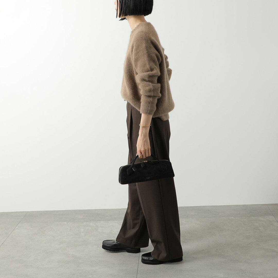 ALAIA アライア ハンドバッグ TECKEL CLUTCH AA1S06026CA328 レディース クラッチ レザー スクエア スウェード スモールミラー付き ミニバッグ 鞄 999/NOIR - メイン画像 2