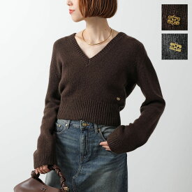 GANNI ガニー ニット Wool Yak Mix Deep Vneck K2614 K2629 2749 レディース Vネック セーター クロップド丈 長袖 カラー2色【dc_kikaku】