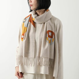 HERMES エルメス マフラー 170×40 テオレム・デキタゴール Theordme d'Equithagore H394826T レディース カシミヤ ストール 02-Naturel/Orange/Gris ナチュレル・オレンジ・グリ