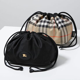 BURBERRY バーバリー ハンドバッグ LS DRAWSTRING POUCH REV ドローストリング ポーチ リバーシブル 8111317 レディース ナイロン バーバリーチェック 巾着バッグ 鞄 A1189/BLACK