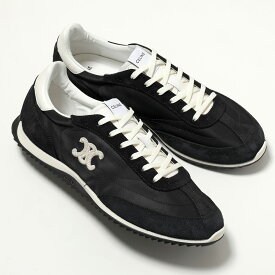 CELINE セリーヌ スニーカー 364945257C.38AW メンズ ローカット トリオンフ ロゴ レザー スエード シューズ 靴 BLACK/WHITE