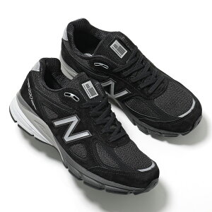 New Balance �j���[�o�����X �X�j�[�J�[ U990BL4 ���f�B�[�X ���[�J�b�g �X�E�F�[�h × ���b�V�� Made in USA 990v4 D�E�B�Y �V���[�Y �C �u���b�N