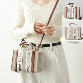 Chloe クロエ ショルダーバッグ WOODY MINI ウッディ ミニ CHC22AP237I26 レディース リネン キャンバス×レザー トート ハンドバッグ ロゴ 鞄 カラー3色