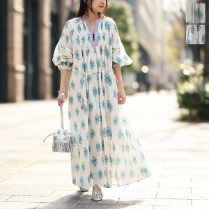 ne Quittez pas �k�L�e�p �����s�[�X Cotton Jacquard Iberis Print Pintuck Dress 010461WA1 ���f�B�[�X �h���X �ԕ� �����O�� ���� �J���[2�F