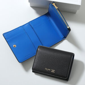 CELINE �Z���[�k �O�܂���z FINE WALLET �t�@�C���E�H���b�g L100A2O54.GFS3 ���f�B�[�X �g���I���t �~�j���z ���U�[ Black/Ultra-Blue