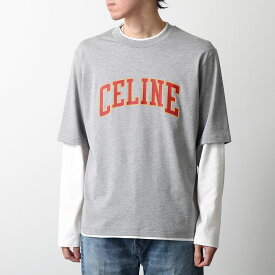 CELINE セリーヌ Tシャツ RX0AU671Q.09NP メンズ 長袖 カットソー ロゴT ロンT クルーネック コットン レイヤード グレー