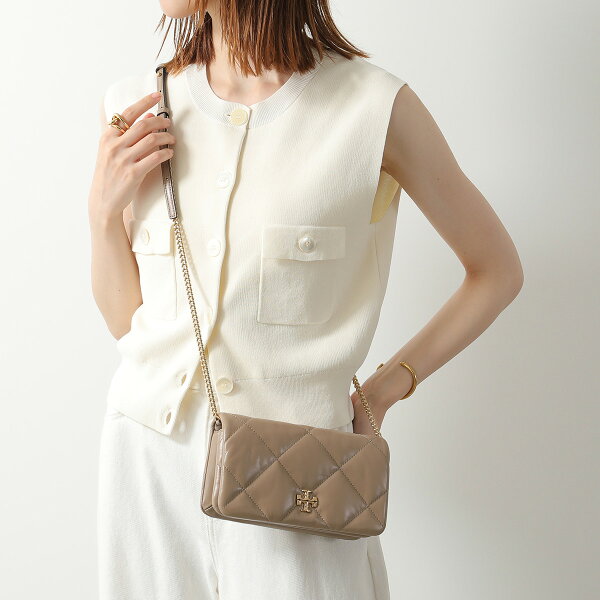 TORY BURCH トリーバーチ ショルダーバッグ KIRA キラ ダイヤモンドキルト 158624 レディース チェーンウォレット ダブルT ロゴ 鞄 250/TAUPE-OAK
