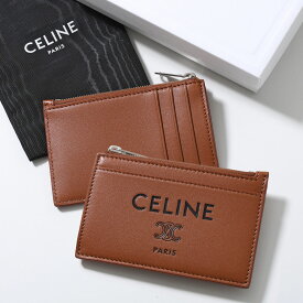 CELINE セリーヌ コインケース 10F993R22.GLK3 メンズ カードケース レザー トリオンフ ロゴ フラグメントケース ミニ財布 TAN-BLACK