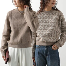 HERMES エルメス セーター アッシュ アン ビエ H en Biais 3E2608D5 レディース カシミヤ混ニット リバーシブル 長袖 クルーネック 格子柄 ジャガード ベージュ