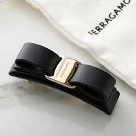 FERRAGAMO フェラガモ バレッタ 340477 796291 レディース ヴァラ リボン レザー ヘアアクセサリー 髪留…