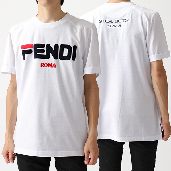 FENDI フェンディ FS7074 A5H1 F0ZNM × FILA フィラ コラボ クルーネック 半袖 Tシャツ カットソー WHITE メンズ  | インポートセレクト musee
