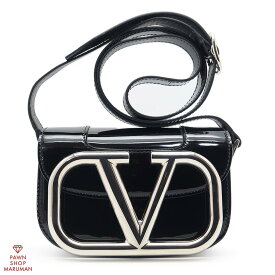 VALENTINO GARAVANI ヴァレンティノ ガラヴァーニ ショルダーバッグ UW2B0G45ZEE パテントレザー ブラック×シルバー金具【送料無料】【中古】【レディース】【コンパクト】【ショルダーバッグ】【クロスボディバッグ】