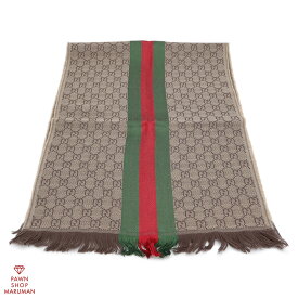 グッチ シェリーライン GG柄 SC VERBIER SCARF 147351-4G704-2766 ウール80%×シルク20% ベージュ【質屋出店】【中古】【メンズ レディース】