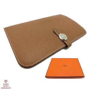 HERMES エルメス ドゴンGM ゴールド ブラウン シルバー金具 トゴ 長  