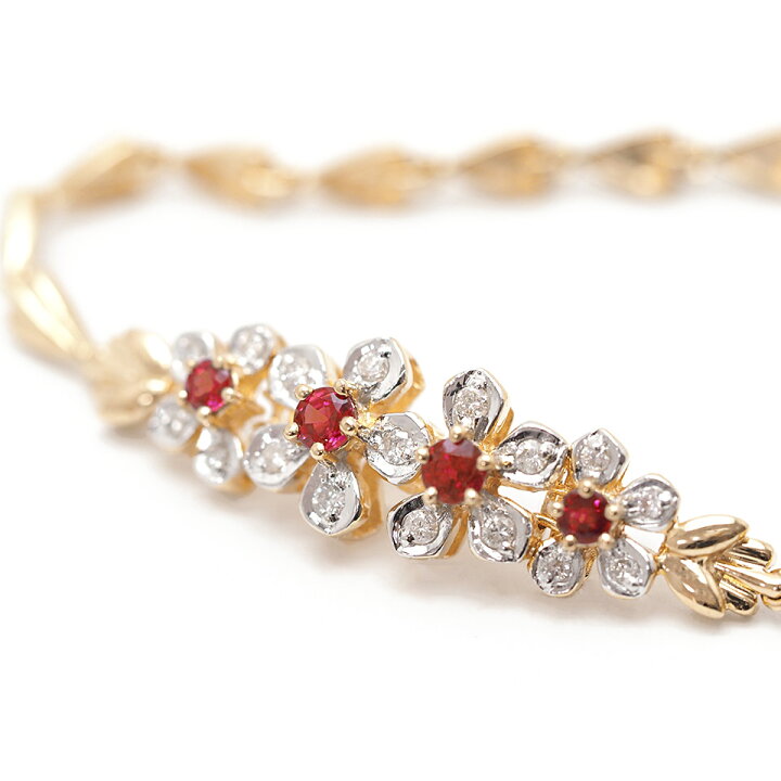 楽天市場】K18YG ルビー ダイヤモンドブレスレット0.58ct 0.28ct 