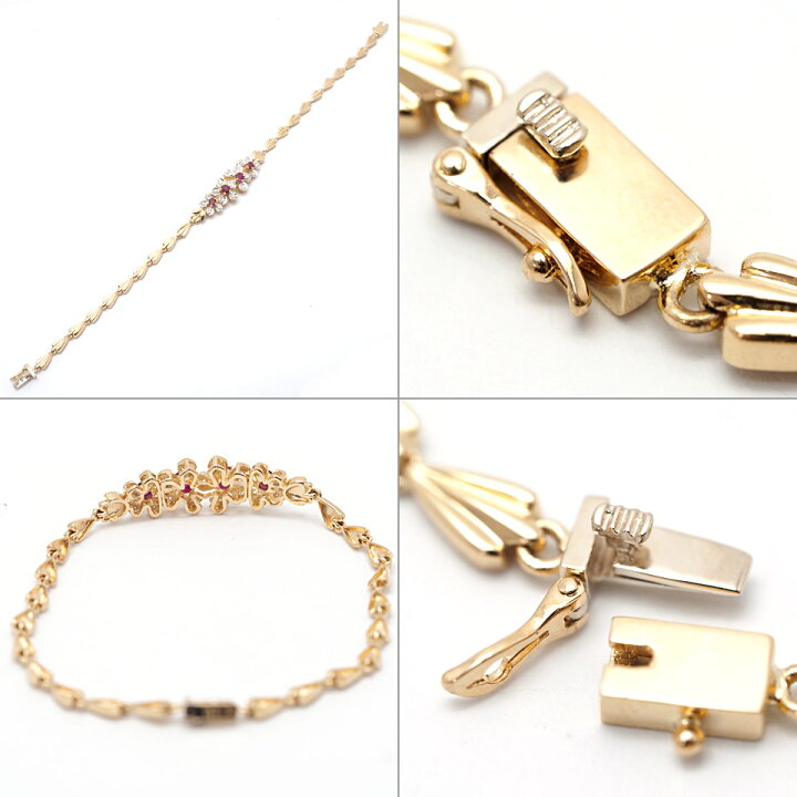 楽天市場】K18YG ルビー ダイヤモンドブレスレット0.58ct 0.28ct 