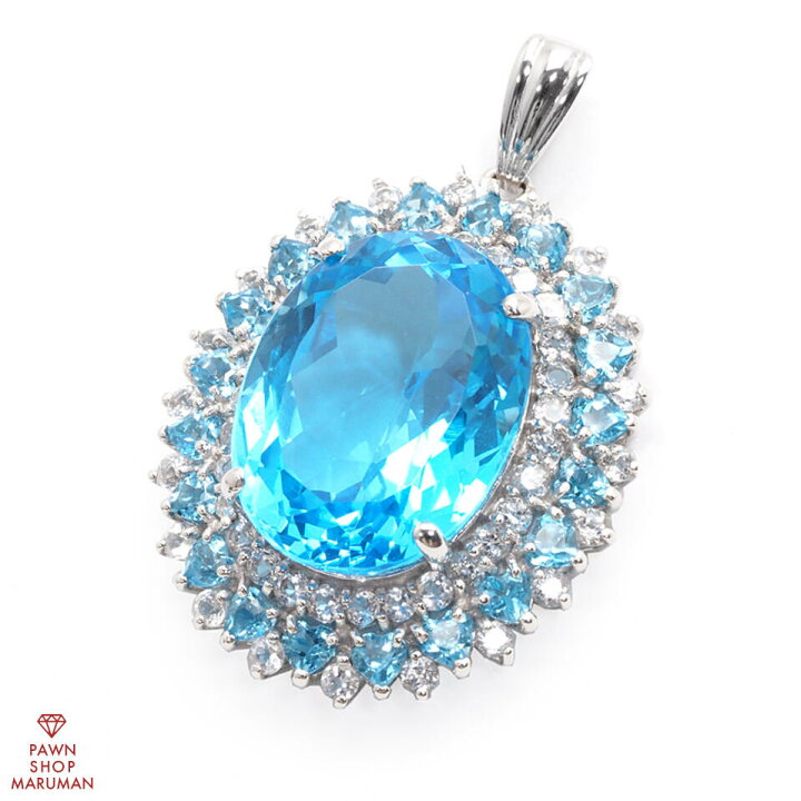 楽天市場】ブルートパーズ ペンダントトップ K14WG 24.81ct ホワイト 