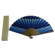 阿波正藍しじら織 扇子 （大） 阿波伝統工芸品 木1