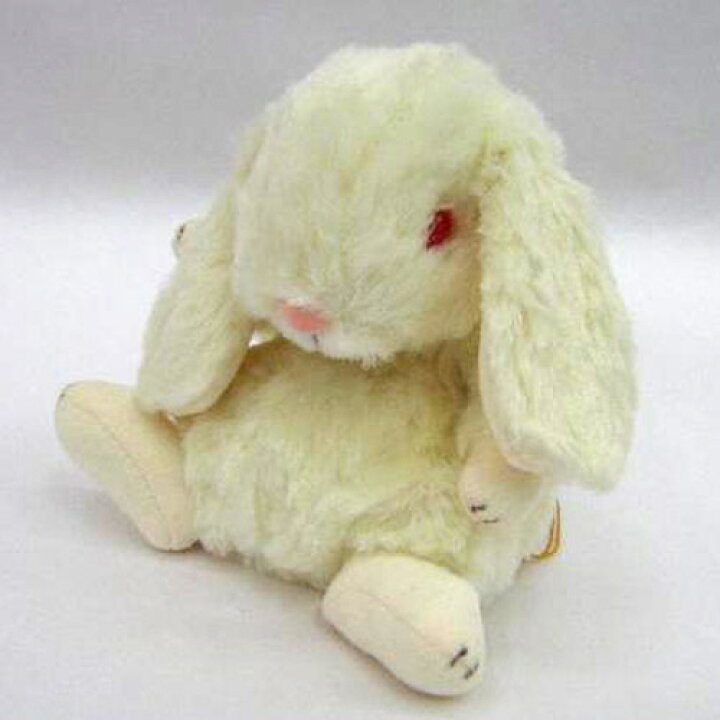 うさぎのロップイヤー ぬいぐるみ ピンクリボン ベージュ 海外限定