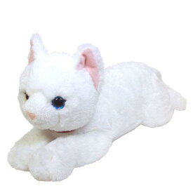 ひざねこ　Mサイズ　ホワイト　シロネコ　オッドアイ　ぬいぐるみ【ひざねこ／ねこぬいぐるみ／ネコヌイグルミ／猫／ねこ／ネコ／白猫／シロ／ねこ雑貨】