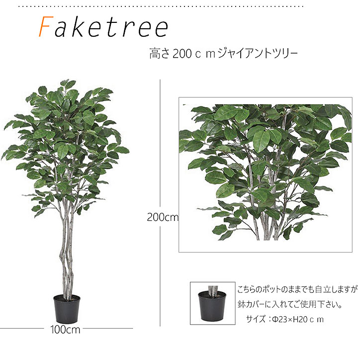 【楽天市場】ジャイアントツリー (高さ200ｃｍ) 観葉植物 造花