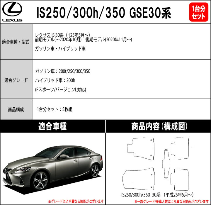 楽天市場】【ポイント5倍】レクサス IS250/300/300h/350 30 系 1台分 