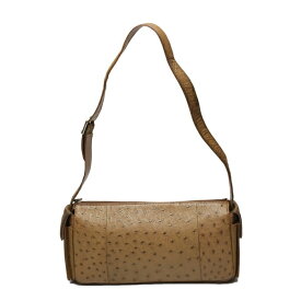 オーストリッチ ostrich ショルダーバッグ 2way フルポイント 斜めかけ ダークブラウン 【SS】 【中古】