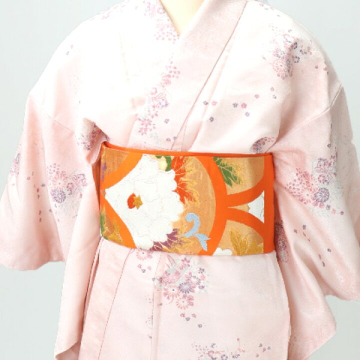 楽天市場】袋帯 袋帯 正絹 扇柄 オレンジ 【H】 【中古】 : まつい質舗 