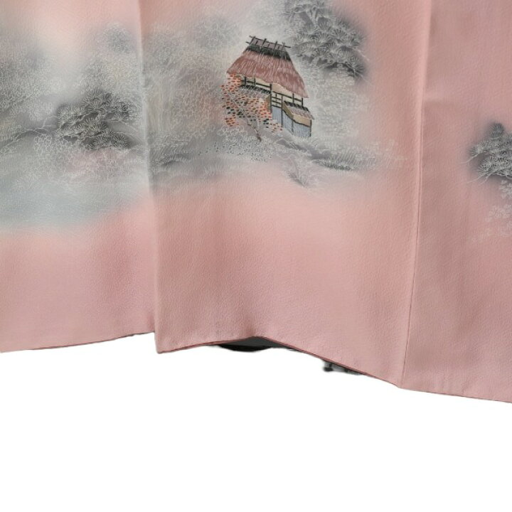 楽天市場】訪問着・付下 着物 和服 ダリア 山水画 うすピンク 【SS 