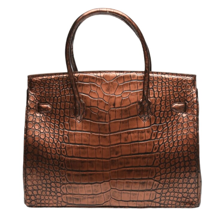 クロコダイル YB-2103 ハンドバッグ ゴールド CROCODILE 35cm