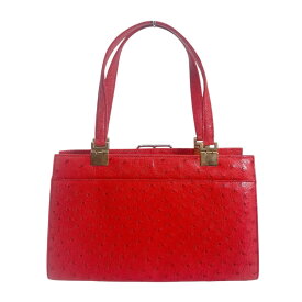 オーストリッチ ostrich ハンドバッグ ハンドバッグ オーストリッチ レッド 【H】 【中古】