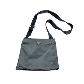 プラダ PRADA ショルダーバッグ ポシェット トライアングルロゴ シルクサテン サテン 明るいグレー 【SS】 【中古】