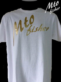 MTOFISHER　Tシャツホワイト＆ゴールド【Lサイズ】