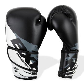 [PRICE DOWN]　PunchTown [パンチタウン]　BXR KR ボクシンググローブ（黒/白）／ Boxing Gloves - Black/White　／　正規品 ンス マジックテープ式 スパーリンググローブ パンチンググローブ トレーニンググローブ ミット打ち メンズ レディース