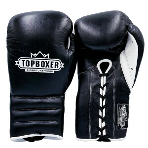 [PRICE DOWN]@TOP BOXER [gbv{NT[]@R {NVOO[uij10oz-16oz ^ Boxing Gloves with LACES - Black@^@Ki {v AU[ v Xp[OO[u p`OO[u g