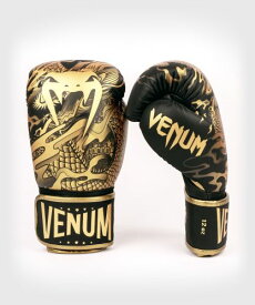 VENUM [ヴェヌム]　ボクシンググローブ　Dragon's Flight - ドラゴンズフライト（黒/ブロンズ）／ Boxing Gloves - Black/Bronze　／　正規品 8オンス 10オンス 12オンス 14オンス 16オンス マジックテープ式 スパーリンググローブ トレーニンググローブ ミット打ち 男女兼用
