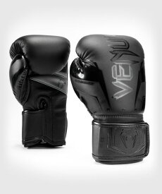 VENUM [ヴェヌム] ボクシンググローブ　エリート エボ（黒/黒）／ Boxing Gloves Elite Evo - Black/Black ／　正規品 8オンス 10オンス 12オンス 14オンス 16オンス マジックテープ式 スパーリング パンチ トレーニング ミット サンドバッグ メンズ レディース