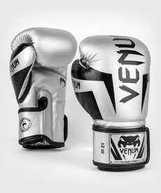 【取寄せ】 VENUM [ヴェヌム]　ボクシンググローブ　Elite - エリート（シルバー/黒）／ Boxing Gloves - Silver/Black／ 正規品 8オンス 10オンス 12オンス 14オンス 16オンス マジックテープ式 人気 グローブ スパーリング トレーニング ミット サンドバッグ