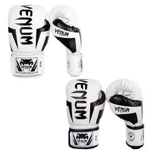 VENUM [Fk] {NVOO[u@Elite - G[gi/j^ Boxing Gloves - White/Black@^@Ki 8IX 10IX 12IX 14IX 16IX }WbNe[v Xp[O p` g[