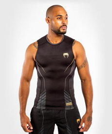 VENUM [ヴェヌム]　ノースリーブ ラッシュガード　Athletics（黒/ゴールド）- アスレチックス／ Rashguard Sleeveless - Black/Gold ／ コンプレッションシャツ 撥水 吸水 トレーニング スポーツウェア 練習着 Tシャツ トップス メンズ レディース ユニセックス