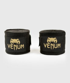 VENUM [ヴェヌム]　ハンドラップ　2.5m　Kontact - コンタクト（黒/ゴールド）（ペア）／ Handwraps - Black/Gold（ペア）　／　伸縮性 バンデージ インナーグローブ サポーター ナックルガード スポーツ 総合格闘技 ボクシング キックボクシング ムエタイ MMA UFC DEEP
