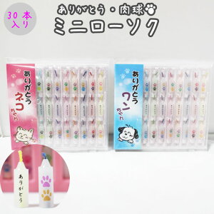 仏具 ローソク ミニロウソク ありがとう&肉球 ネコちゃん用 ワンちゃん用 30本入り犬 猫 ペット供養 お悔やみ お墓参り ミニ寸 蝋燭 キャンドル 命日 お彼岸 49日 お盆 ペットロス 【メール便